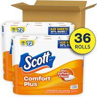 Scott ComfortPlus Toilet Paper, 36 Mega Rolls, 310 Sheets per Roll, Septic-Safe, 1-Ply Toilet Tissue