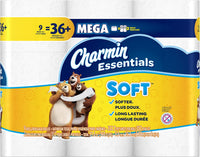 Charmin Essentials Soft Toilet Paper Mega Rolls, 9 ct