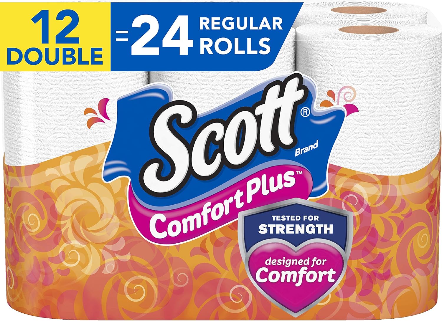 Scott ComfortPlus Toilet Paper, Bath Tissue, Double Rolls, 12 Count of 231 Sheets Per Roll