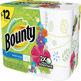 Bounty paper towel roll with colorful design and branding