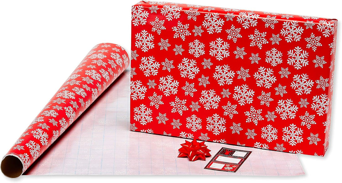 American Greetings Christmas Gift Wrap Set, 4 Rolls (Buffalo Plaid) with 7 Bows & 30 Gift Tags, 120 Sq Ft – detail