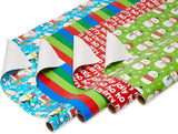 American Greetings Kids' Christmas Wrapping Paper Set with Bows & Tags, 4 Rolls (Santa & Snowmen), 120 Sq Ft – view 4