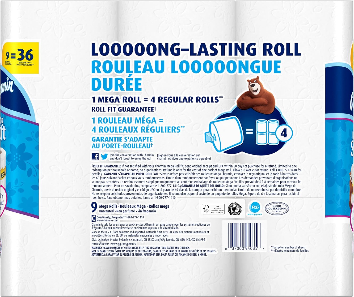 Charmin Ultra soft Jumbo Rolls Septic Safe white