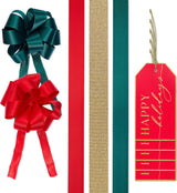 Papyrus Christmas Gift Tags, Ribbons & Bows Set, Red, Green & Gold (10 Pieces)