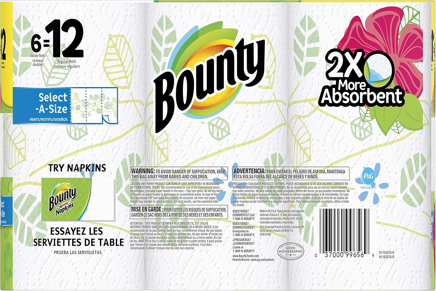 Bounty Select-A-Size Paper Towels Print, 6 ct