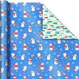 Hallmark Reversible Kids' Christmas Wrapping Paper, 3 Rolls (Skiing Santa, Penguins, Snowmen), 120 Sq Ft – detail