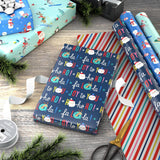 Hallmark Reversible Kids' Christmas Wrapping Paper, 3 Rolls (Skiing Santa, Penguins, Snowmen), 120 Sq Ft – view 2