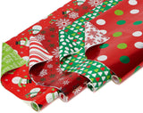 American Greetings Reversible Christmas Wrapping Paper, 4 Rolls (Red & Green Foil)