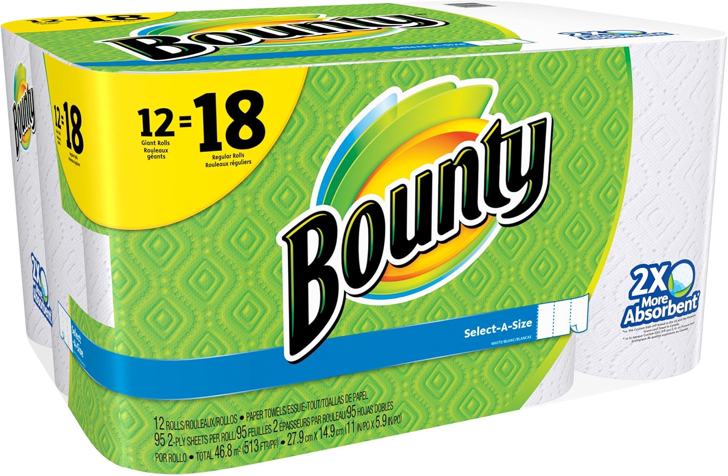 Bounty Select-a-Size Paper Towels, White, 12 Count