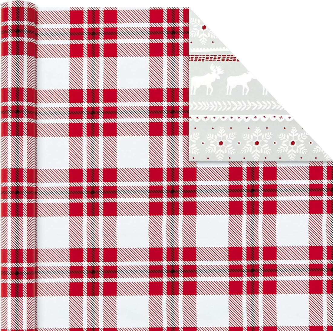 Hallmark Reversible Christmas Wrapping Paper, 3 Rolls (Red Truck, Plaid, Barn), 120 Sq Ft – detail