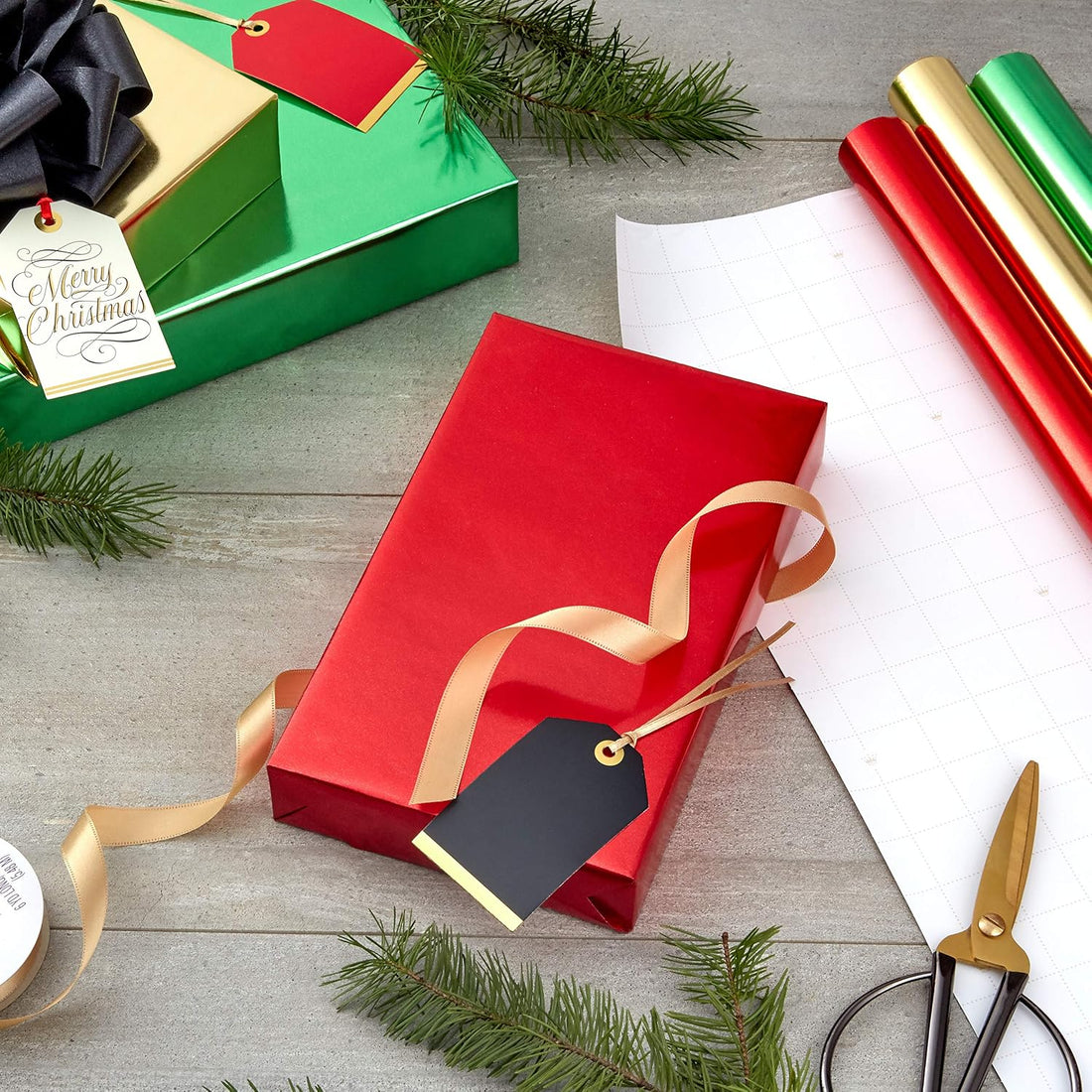 Hallmark Metallic Foil Wrapping Paper, 3 Rolls (Red, Green, Gold), 60 Sq Ft – view 2