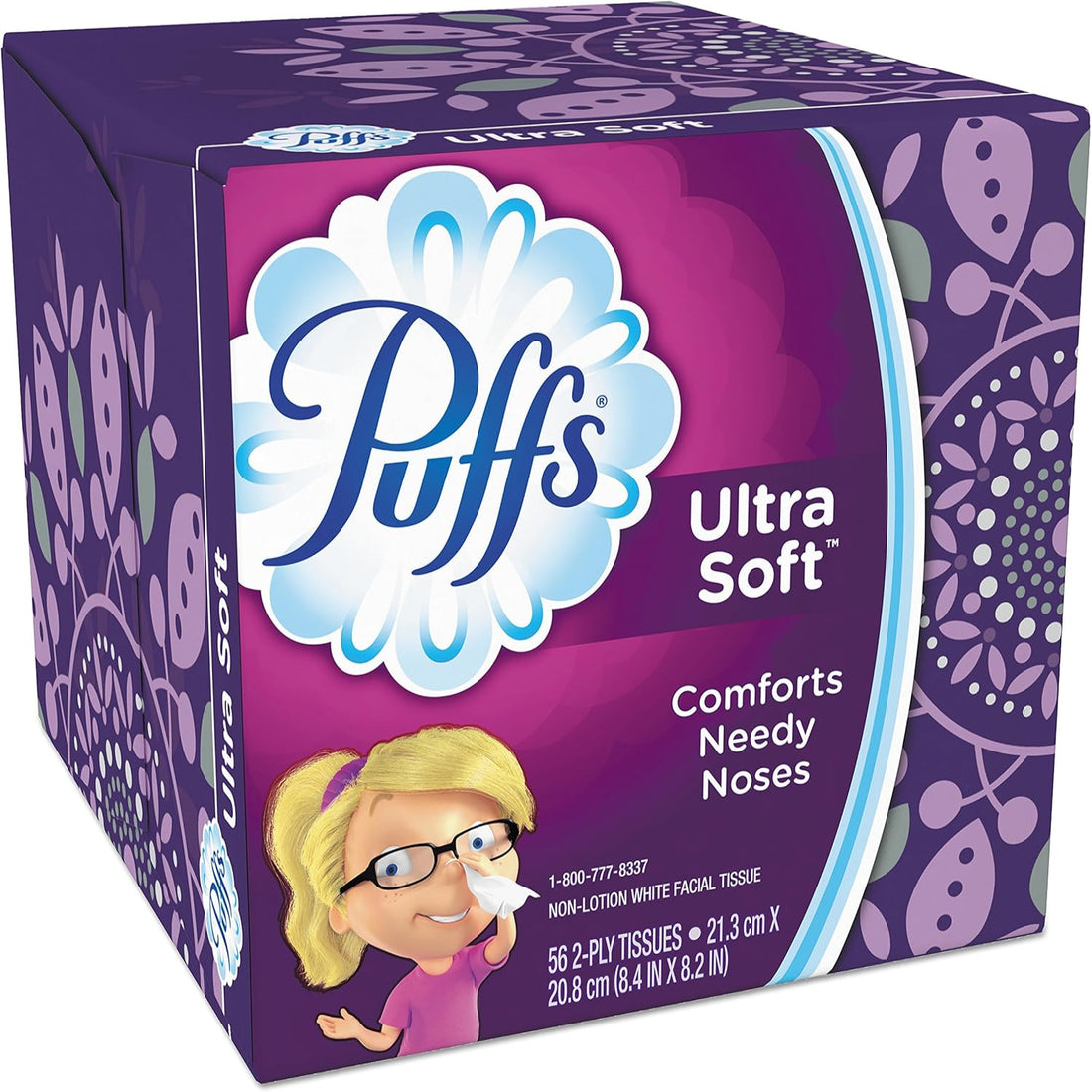 Puffs Ultra Soft facial tissues packaging on a white background