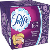 Puffs Ultra Soft facial tissues packaging on a white background
