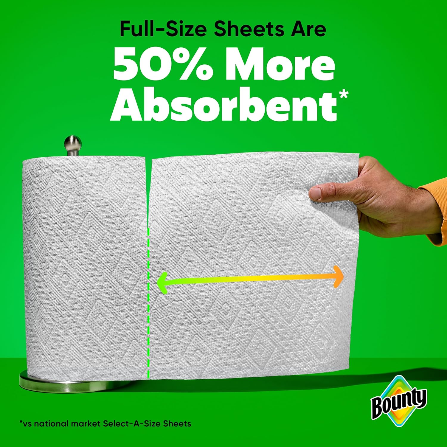 Bounty Full Sheet Paper Towels, White, 2 Triple Rolls = 6 Regular Rolls