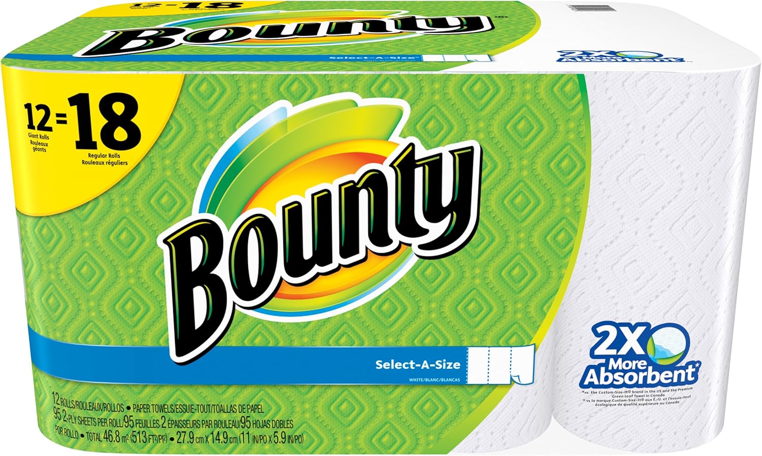 Bounty Select-a-Size Paper Towels, White, 12 Count