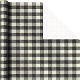 Hallmark Black Christmas Wrapping Paper with Cut Lines, 3 Rolls (Retro Santa, Buffalo Plaid, Train), 120 Sq Ft – detail