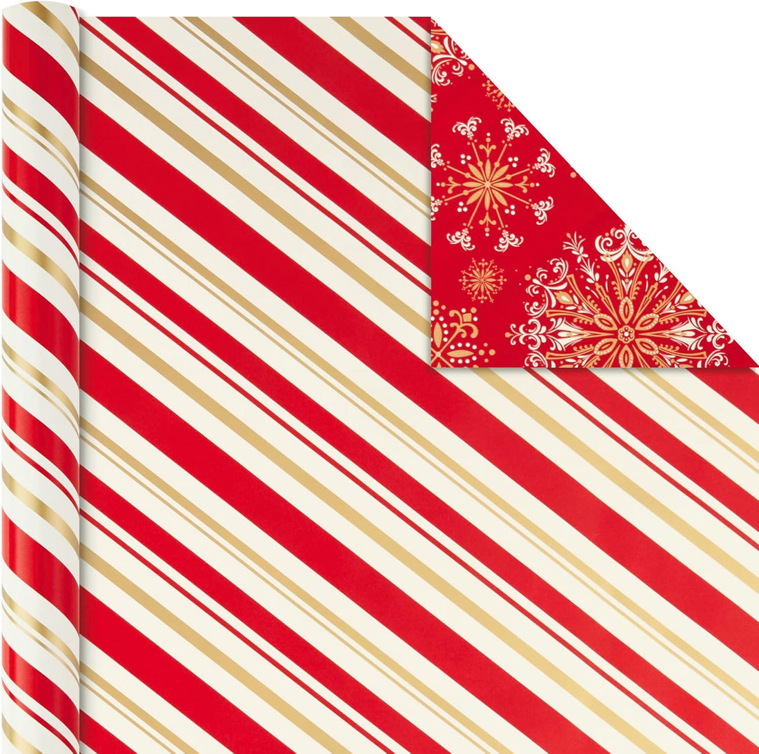 Hallmark Reversible Christmas Wrapping Paper, 3 Rolls (Red & Gold), 120 Sq Ft – detail