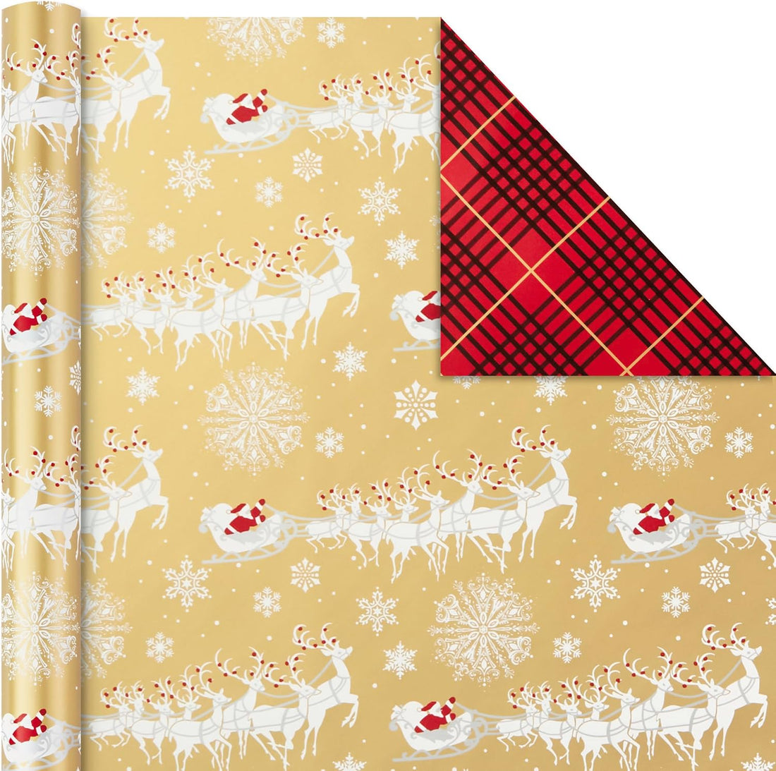 Hallmark Reversible Christmas Wrapping Paper, 3 Rolls (Red & Gold), 120 Sq Ft – detail
