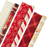 Hallmark Reversible Christmas Wrapping Paper, 3 Rolls (Red & Gold), 120 Sq Ft