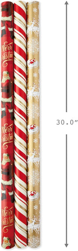 Hallmark Reversible Christmas Wrapping Paper, 3 Rolls (Red & Gold), 120 Sq Ft – view 2