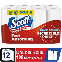 Scott Paper Towels, 12 Double Rolls, Choose A Sheet