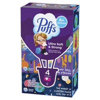 Puffs Ultra Soft Facial Tissues, 4 Boxes, Back-to-School Edition