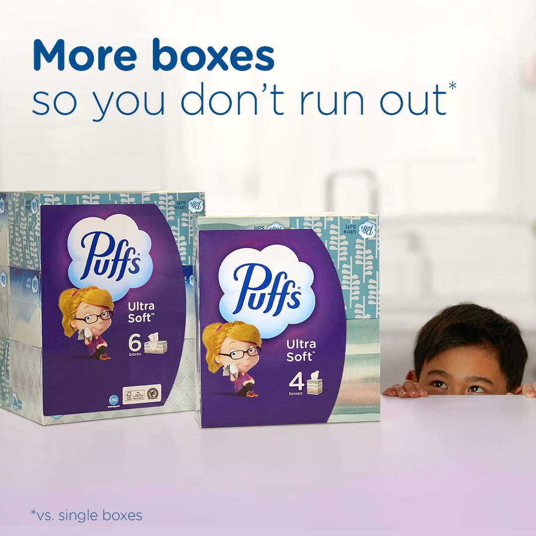 Puffs Ultra Soft Facial Tissues, 8 Family Size Boxes