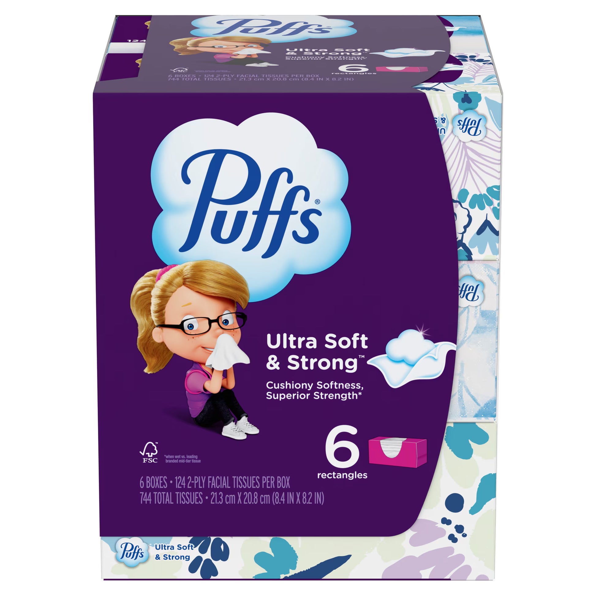 Puffs Ultra Soft Facial Tissues, 6 Family Size Boxes