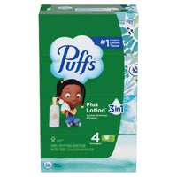 Puffs Plus Lotion Facial Tissues, 4-Pack Family Boxes