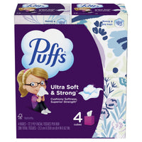 Puffs Ultra Soft Facial Tissues, 4 Mega Cube Boxes