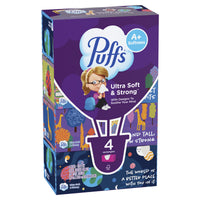 Puffs Ultra Soft Facial Tissues, 4 Boxes, Back-to-School Edition