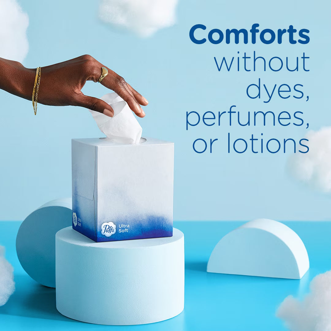 Puffs Ultra Soft Facial Tissues, 8 Family Size Boxes