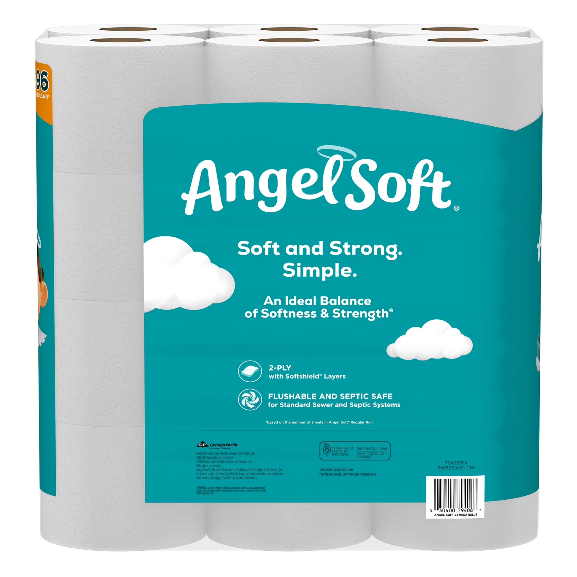 Angel Soft Toilet Paper, 24 Mega Rolls, 2-Ply, 320 Sheets Per Roll