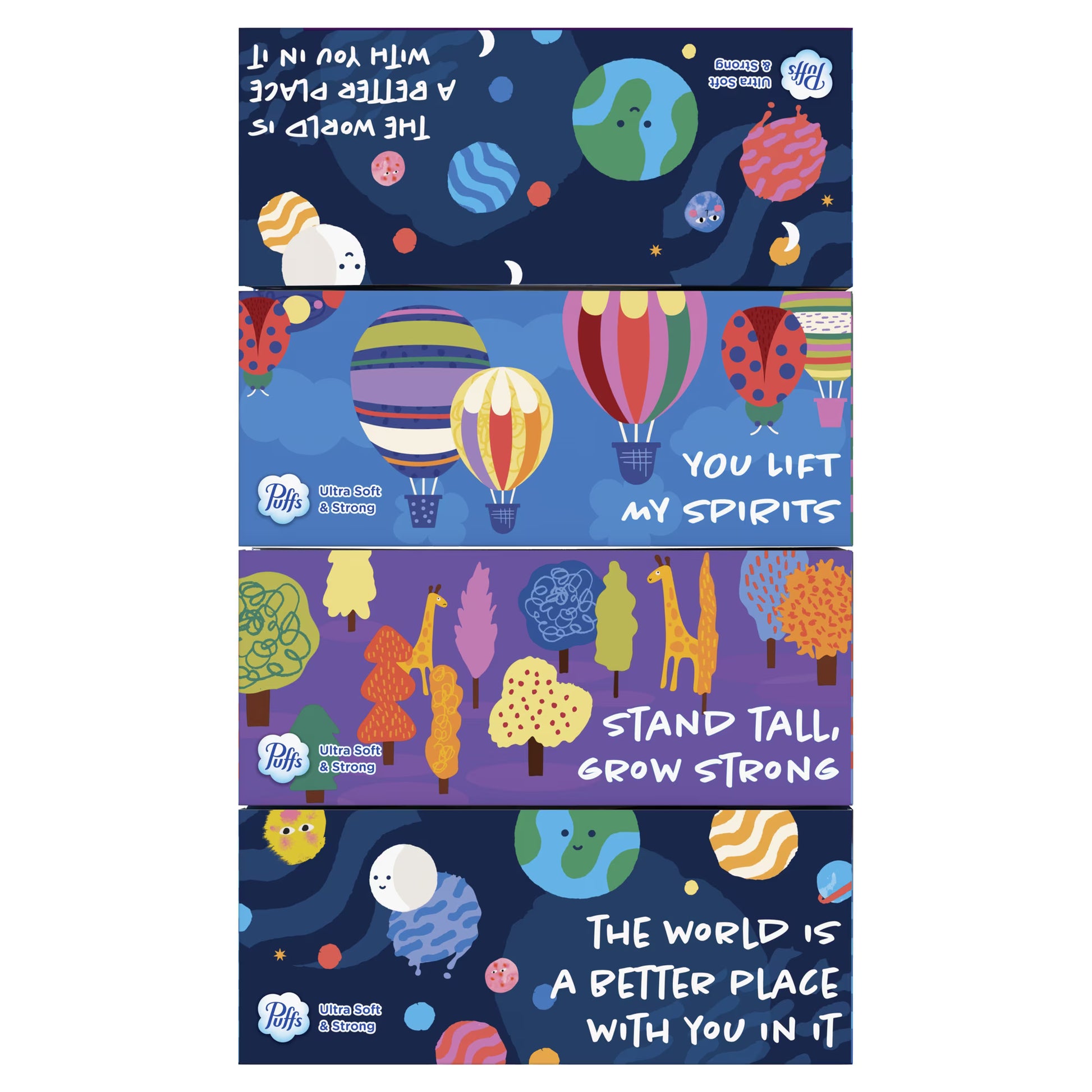 Puffs Ultra Soft Facial Tissues, 4 Boxes, Back-to-School Edition