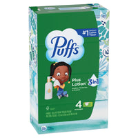 Puffs Plus Lotion Facial Tissue, 4 Family Boxes