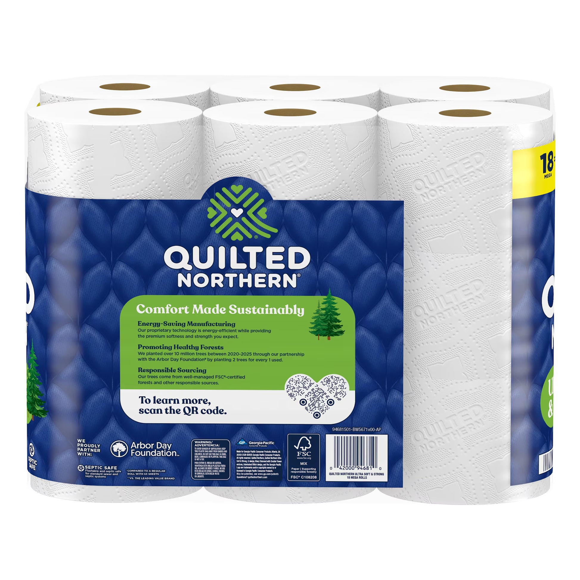 Quilted Northern Ultra Soft & Strong Toilet Paper, 18 Mega Rolls