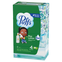 Puffs Plus Lotion Facial Tissue, 4 Family Boxes