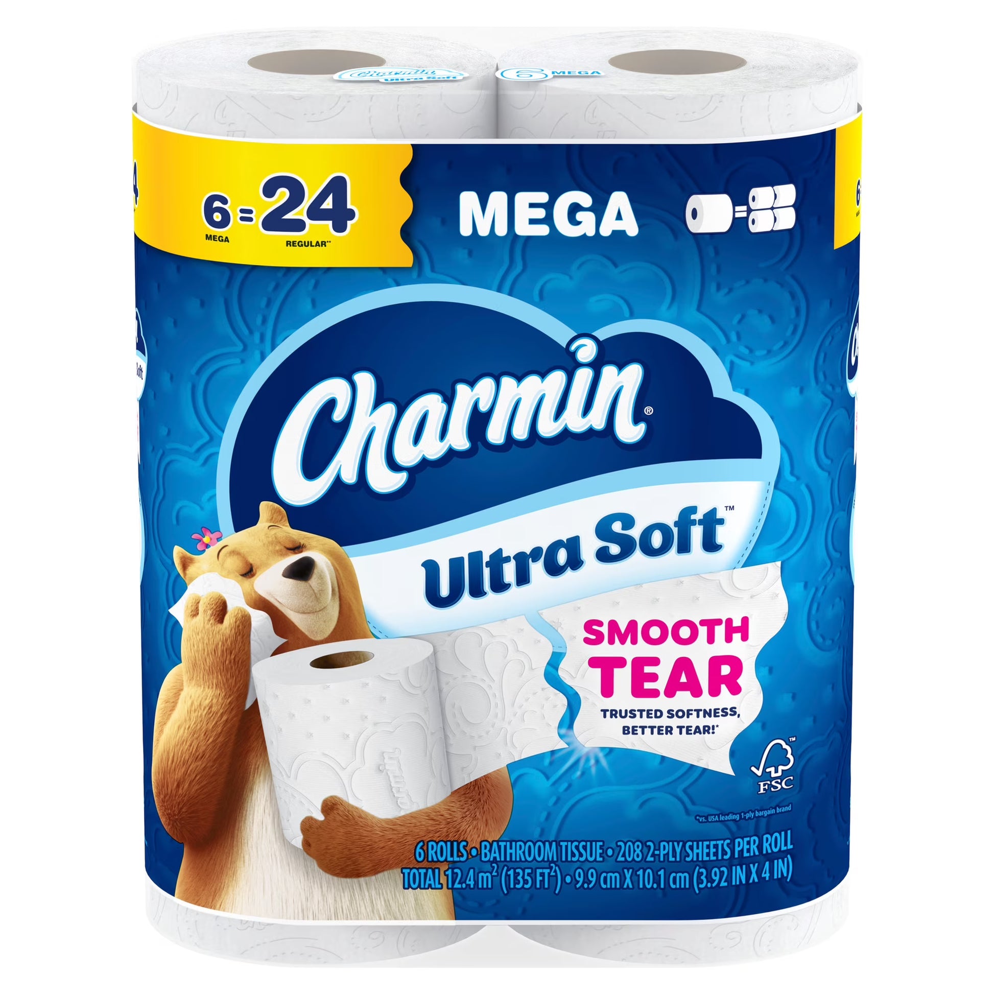 Charmin Ultra Soft Toilet Paper, 4-Pack (24 Mega Rolls Total)