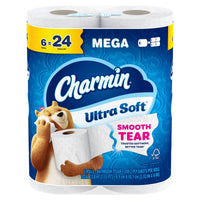 Charmin Ultra Soft Toilet Paper, 4-Pack (24 Mega Rolls Total)