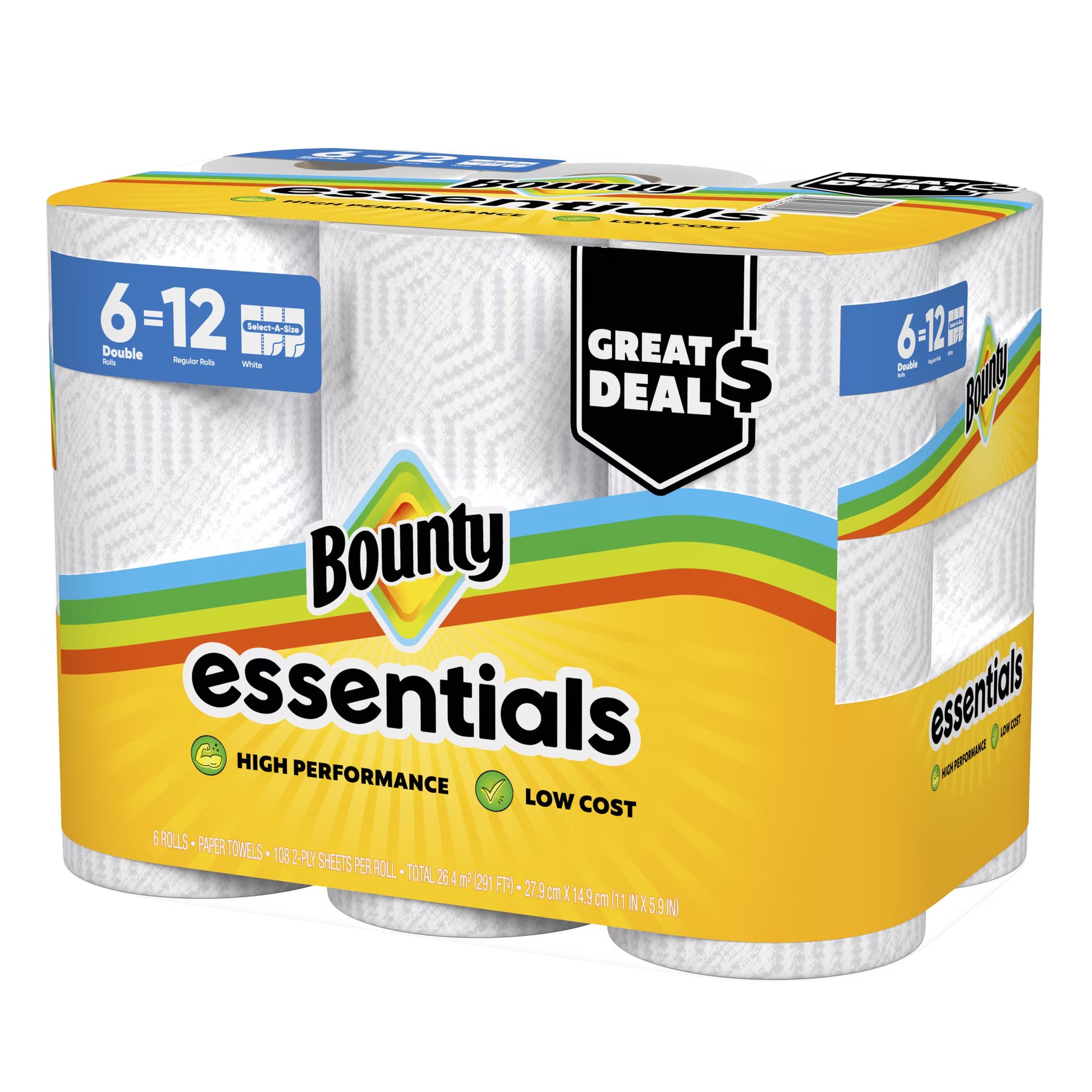Bounty Essentials Select-A-Size Paper Towels, 6 Double Rolls