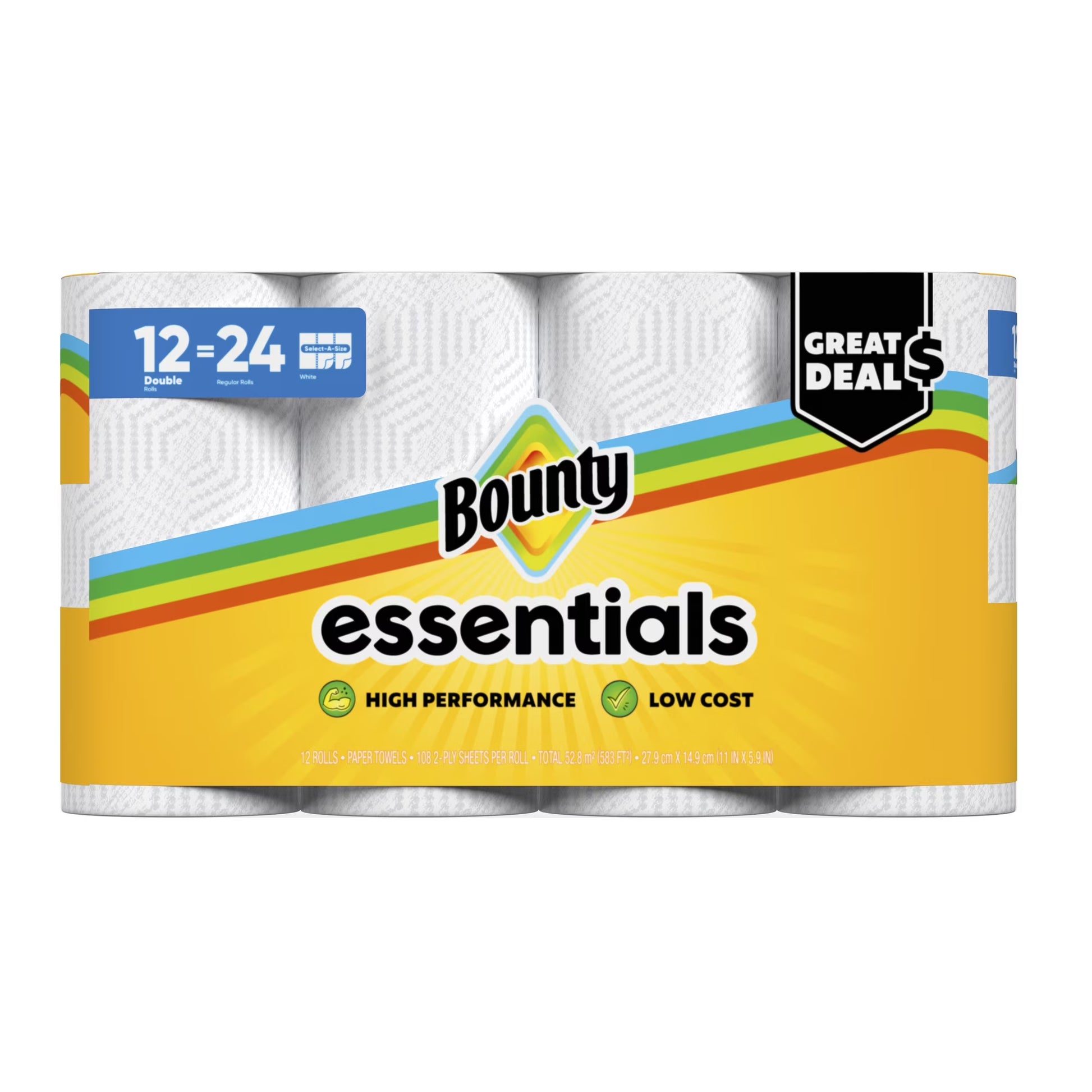Bounty Essentials Select-A-Size Paper Towels, 12 Double Rolls