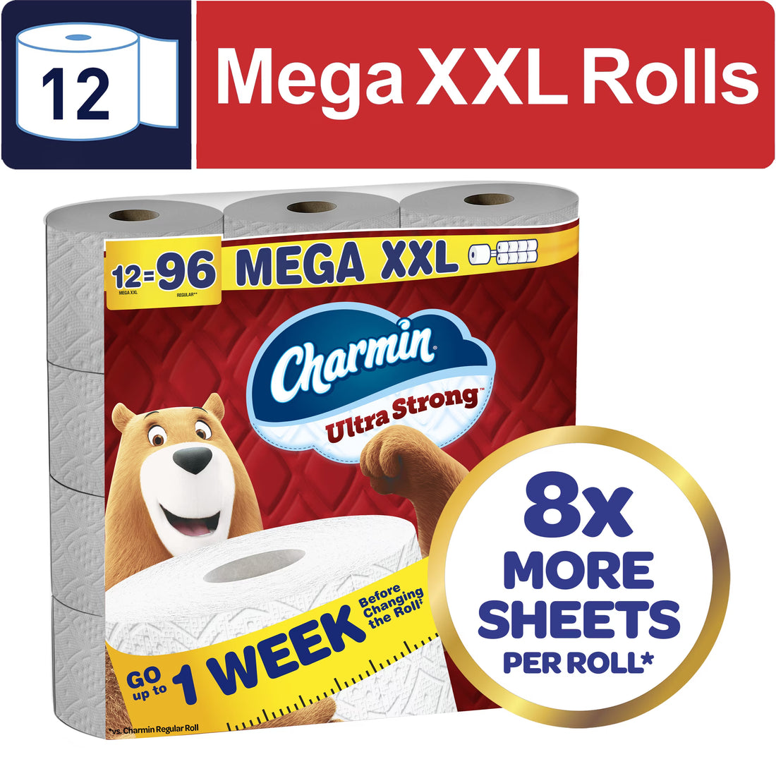 Charmin Ultra Strong Toilet Paper, 12 Mega XXL Rolls