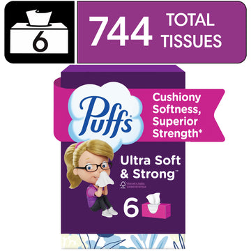 Puffs Ultra Soft Facial Tissues, 6 Family Size Boxes