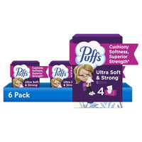 Puffs Ultra Soft Facial Tissues, 6-Pack Case (24 Boxes Total)