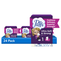 Puffs Ultra Soft Facial Tissues, 24-Box Case, Family Size