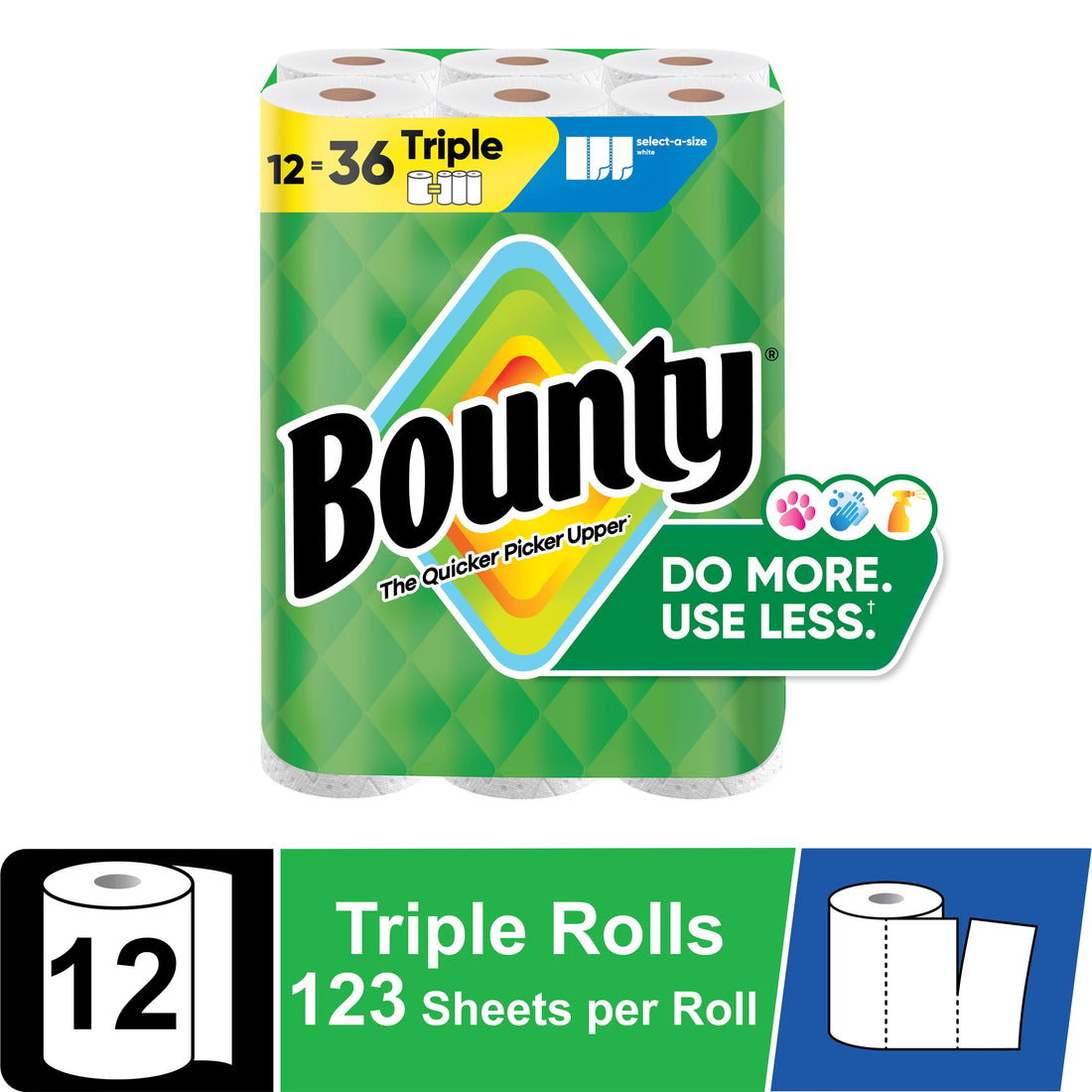 Bounty Select-A-Size Paper Towels, 12 Triple Rolls
