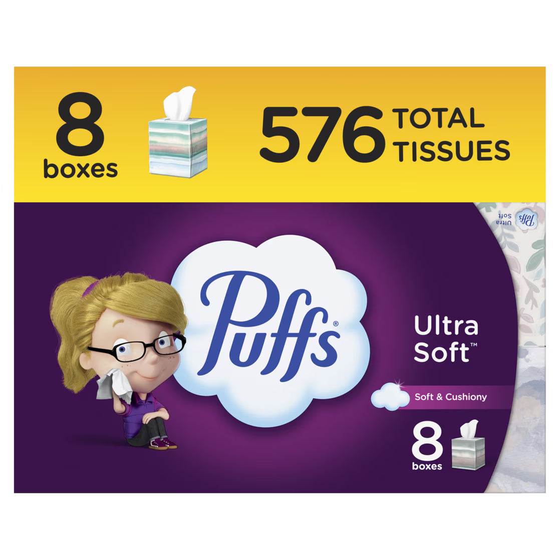 Puffs Ultra Soft Facial Tissues, 8 Cube Boxes