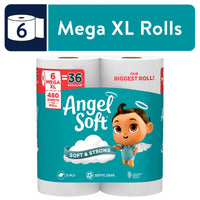 Angel Soft Mega XL Toilet Paper, 6 Rolls (480 2-Ply Sheets Each)