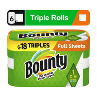 Bounty Full Sheet Paper Towels, 6 Triple Rolls