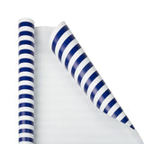 JAM Paper Blue & White Striped Wrapping Paper, 2 Rolls, 50 Sq Ft Total